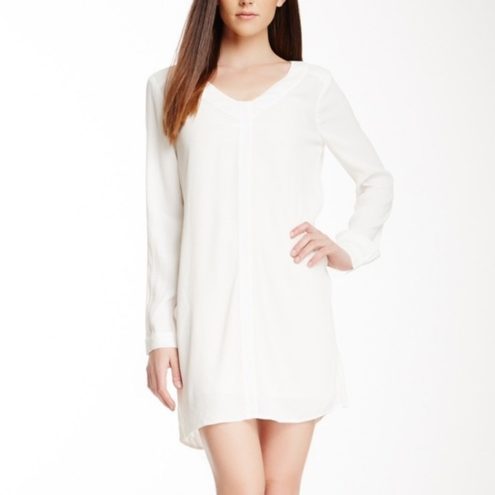BCBGMaxAzria Levin V-Neck Dress in Alabaster